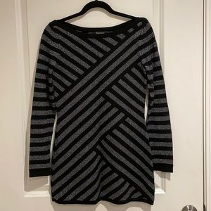 WHBM Black and Silver striped sweater dress, S